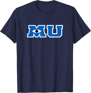 Disney Pixar Monsters University Iconic Big Chest Text Logo T-Shirt - T-Shirt | Navy