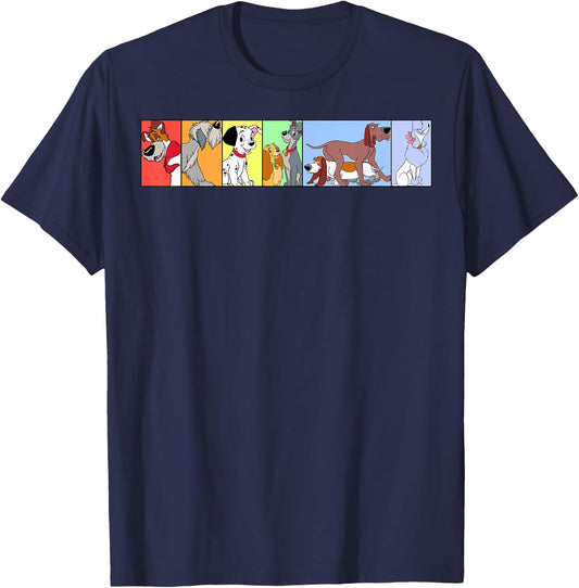 Disney Dogs Of Disney Boxed Line Up T-Shirt - T-Shirt | Navy
