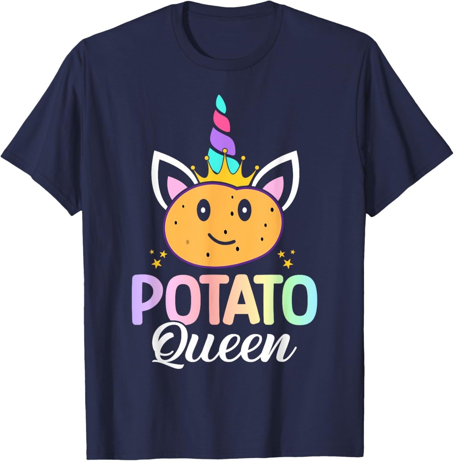 Potato Queen Female Potato Lover Girl T-Shirt - T-Shirt | Navy