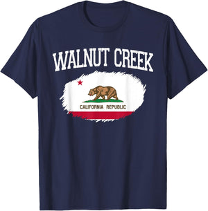 WALNUT CREEK CA CALIFORNIA Flag Vintage USA Sports Men Women T-Shirt - T-Shirt | Navy