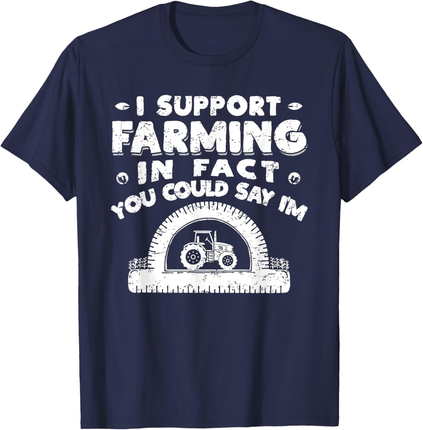 Funny Farmer Farming Tractor Pun Pro-Tractor T-Shirt - T-Shirt | Navy