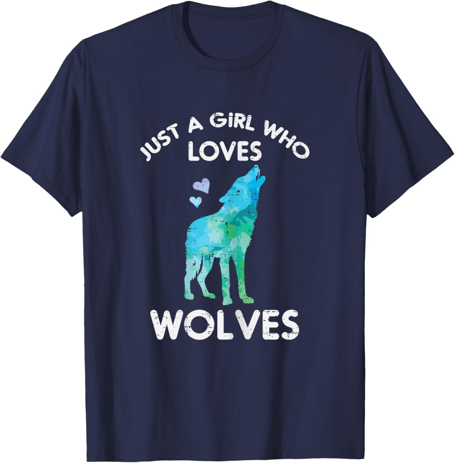 Just A Girl Who Loves Wolves Cute Animal Women Girls Kids T-Shirt - T-Shirt | Navy