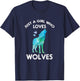 Just A Girl Who Loves Wolves Cute Animal Women Girls Kids T-Shirt - T-Shirt | Navy