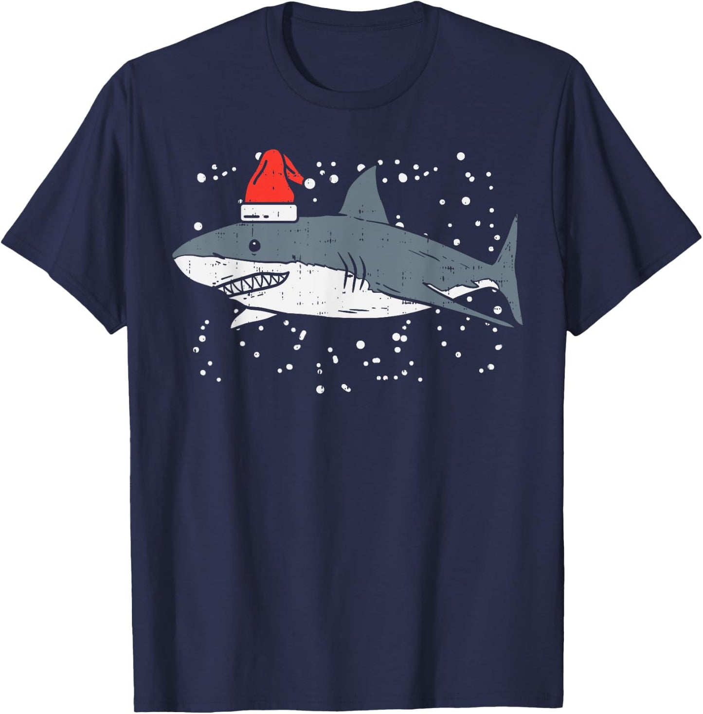 Shark Santa Hat Christmas Xmas Pajama Men Women Kids PJ T-Shirt - T-Shirt | Navy