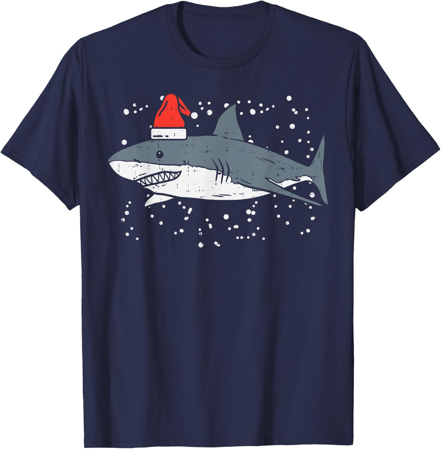Shark Santa Hat Christmas Xmas Pajama Men Women Kids PJ T-Shirt - T-Shirt | Navy