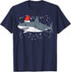 Shark Santa Hat Christmas Xmas Pajama Men Women Kids PJ T-Shirt - T-Shirt | Navy