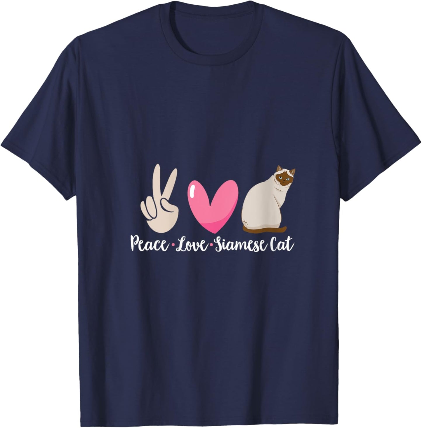 Siamese Cat Peace Love Siamese Cat V-Neck T-Shirt - T-Shirt | Navy