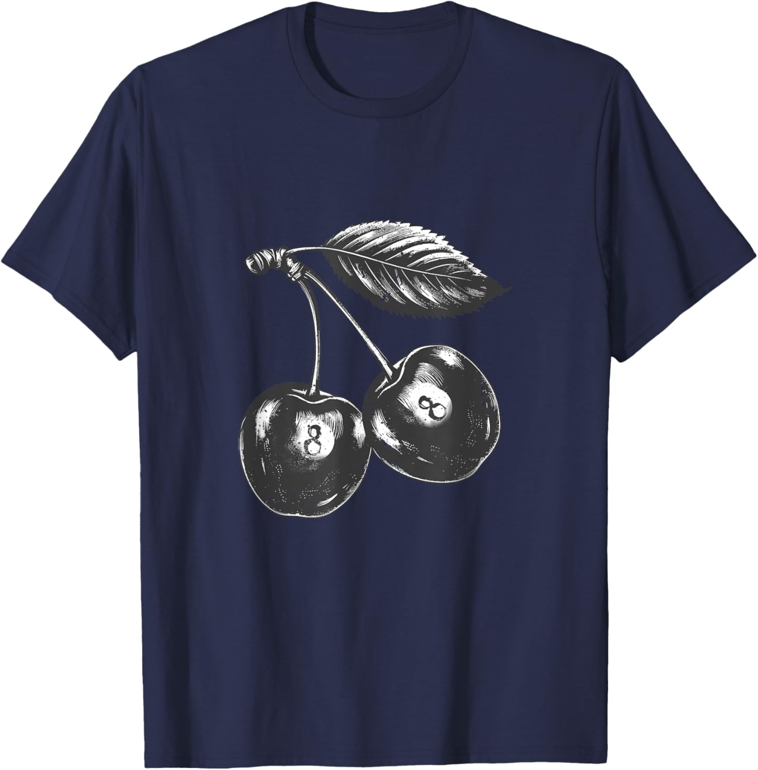 Ball 8 Black Cherry Snooker Billiard Ball In The Of Cherries T-Shirt - T-Shirt | Navy