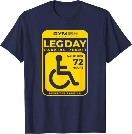 Leg Day Permit Weightlifting Workout Lifting Funny Gym T-Shirt - T-Shirt | Navy