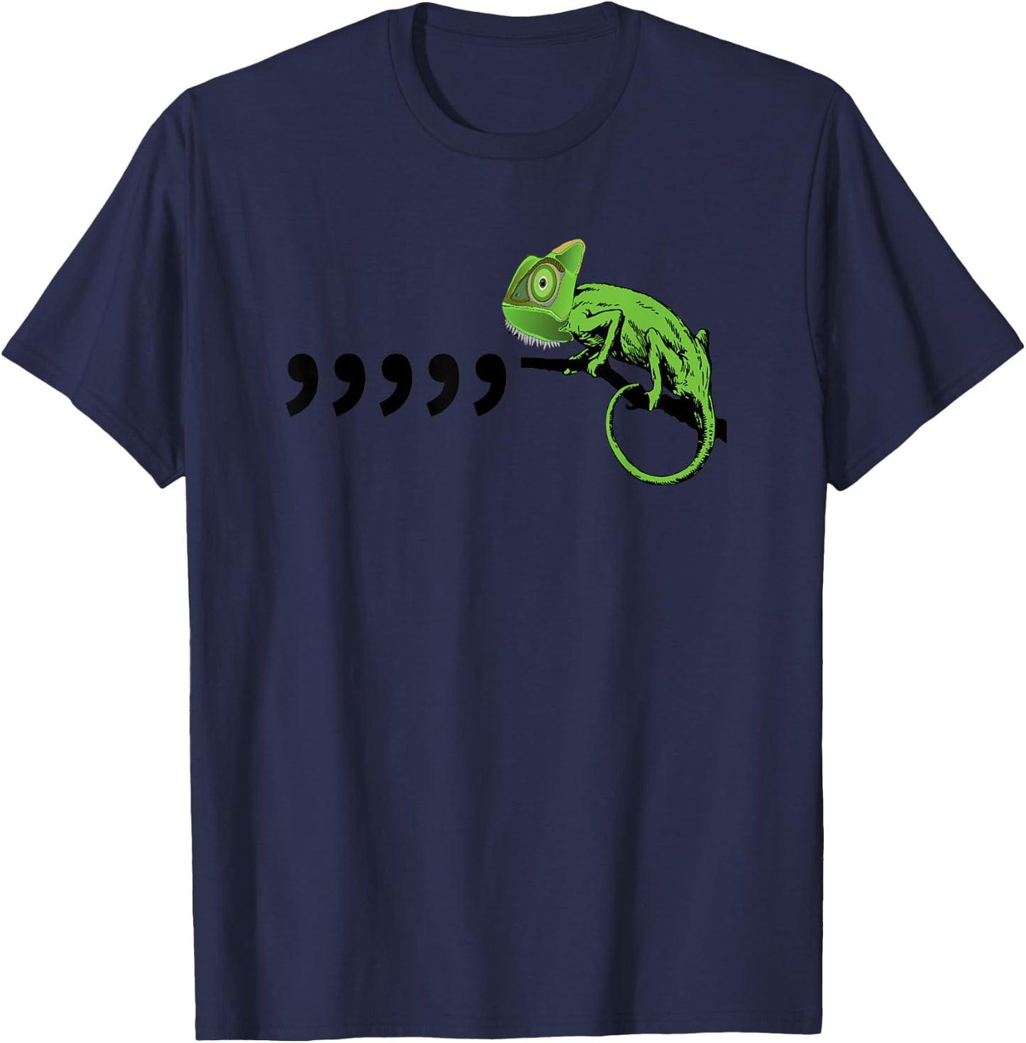 Comma Chameleon Funny 80's Retro Throwback T-Shirt - T-Shirt | Navy