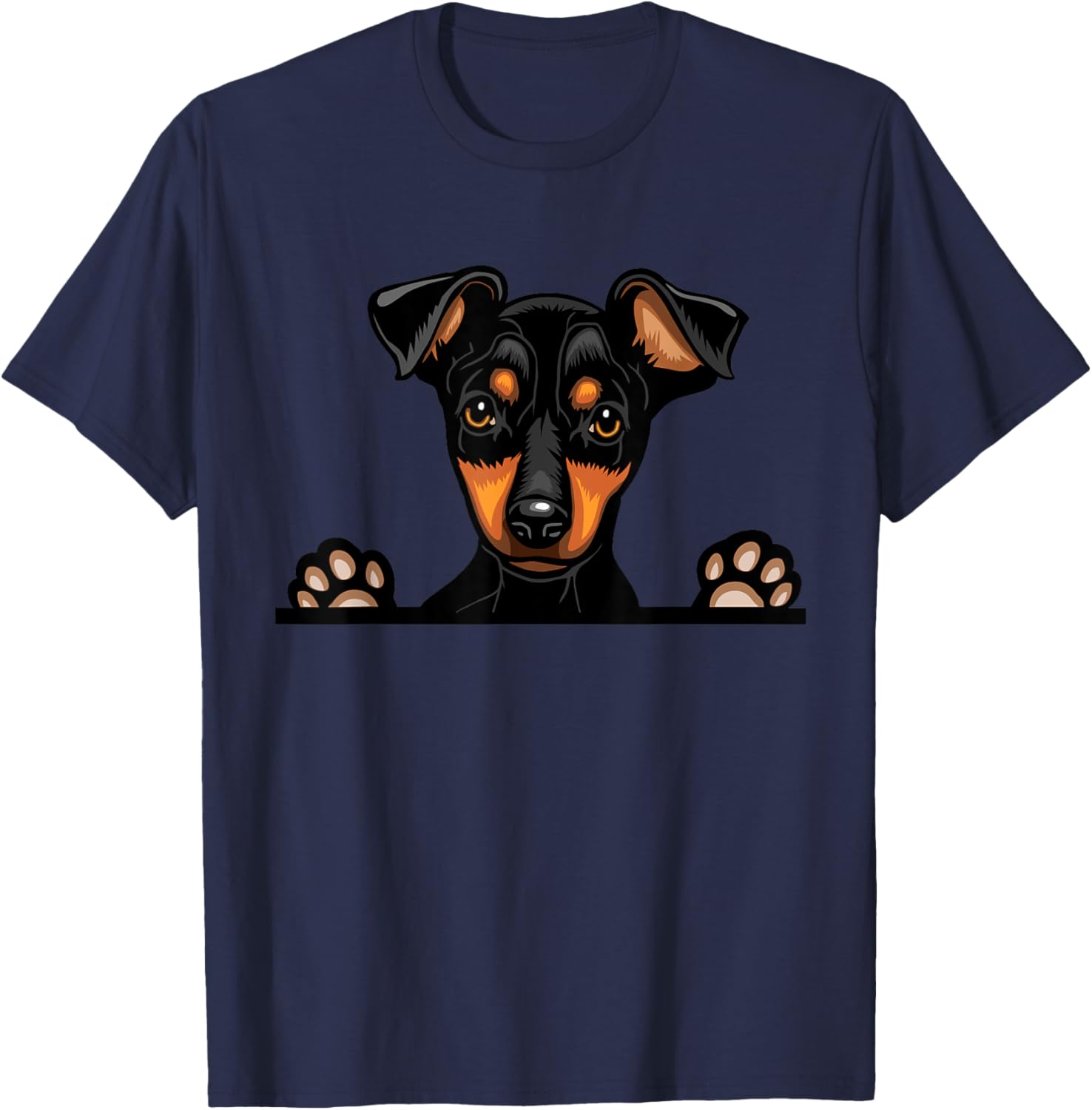Miniature Pinscher Dog Breed Popping Up Fun Dog Owner Men Women Girls Kids T-Shirt - T-Shirt | Navy