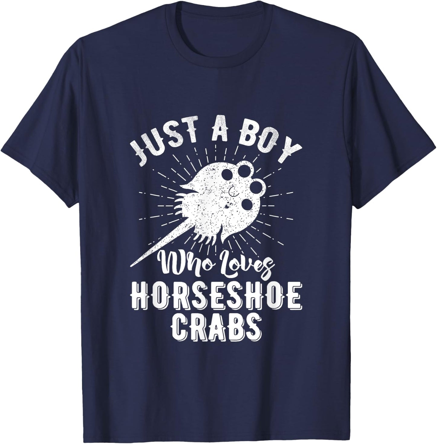 Just A Boy Who Loves Horseshoe Crabs Xiphosura Encycloart T-Shirt - T-Shirt | Navy