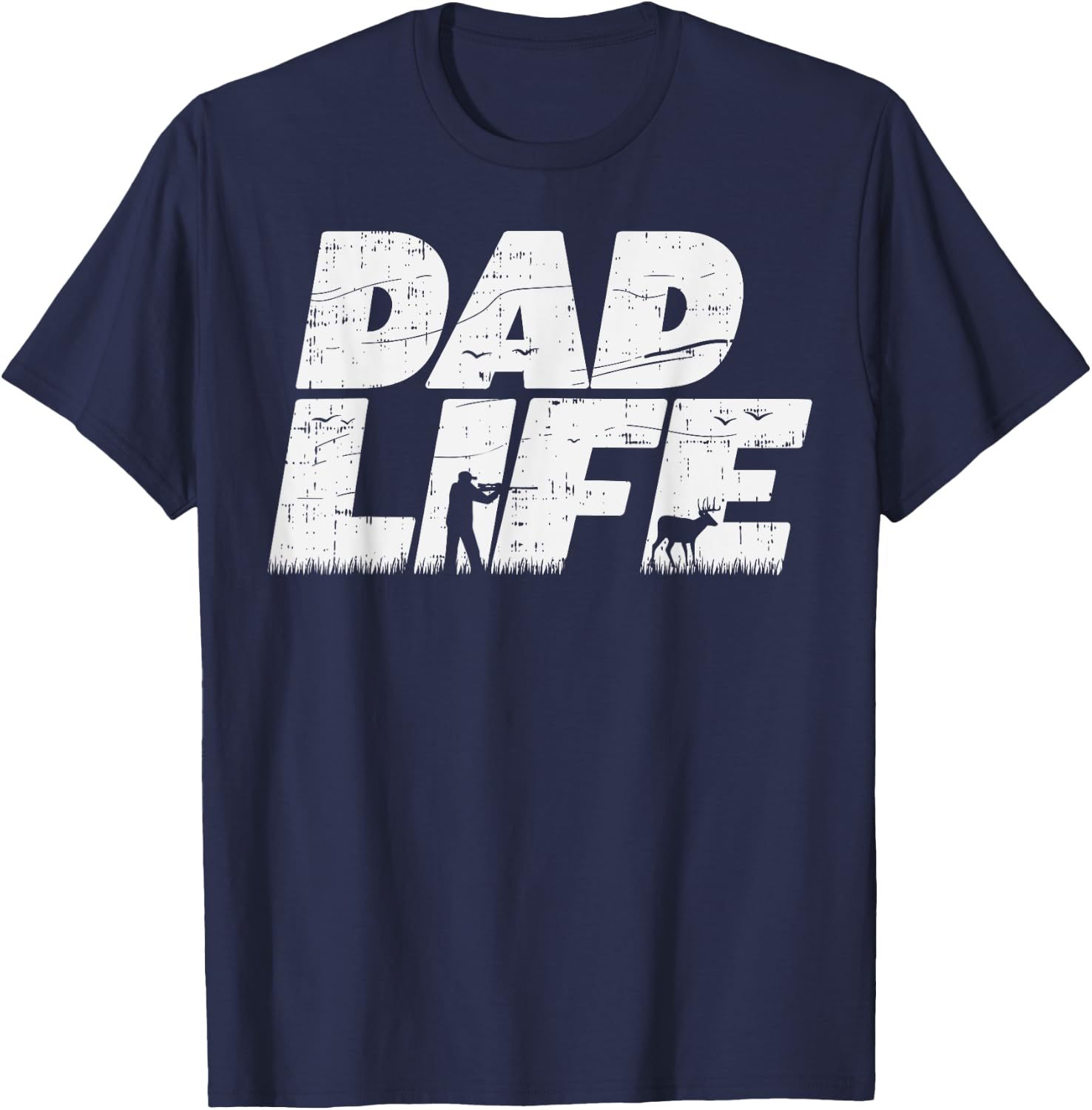 Dad Life Hunting Deer Elk Buck Gun Hunter Daddy Men Gift T-Shirt - T-Shirt | Navy