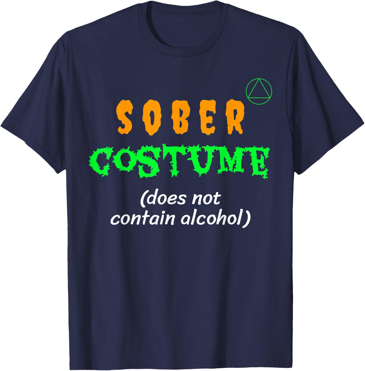 Does Not Contain Alcohol Sober Costume Recovery T-Shirt - T-Shirt | Navy
