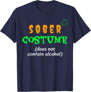 Does Not Contain Alcohol Sober Costume Recovery T-Shirt - T-Shirt | Navy