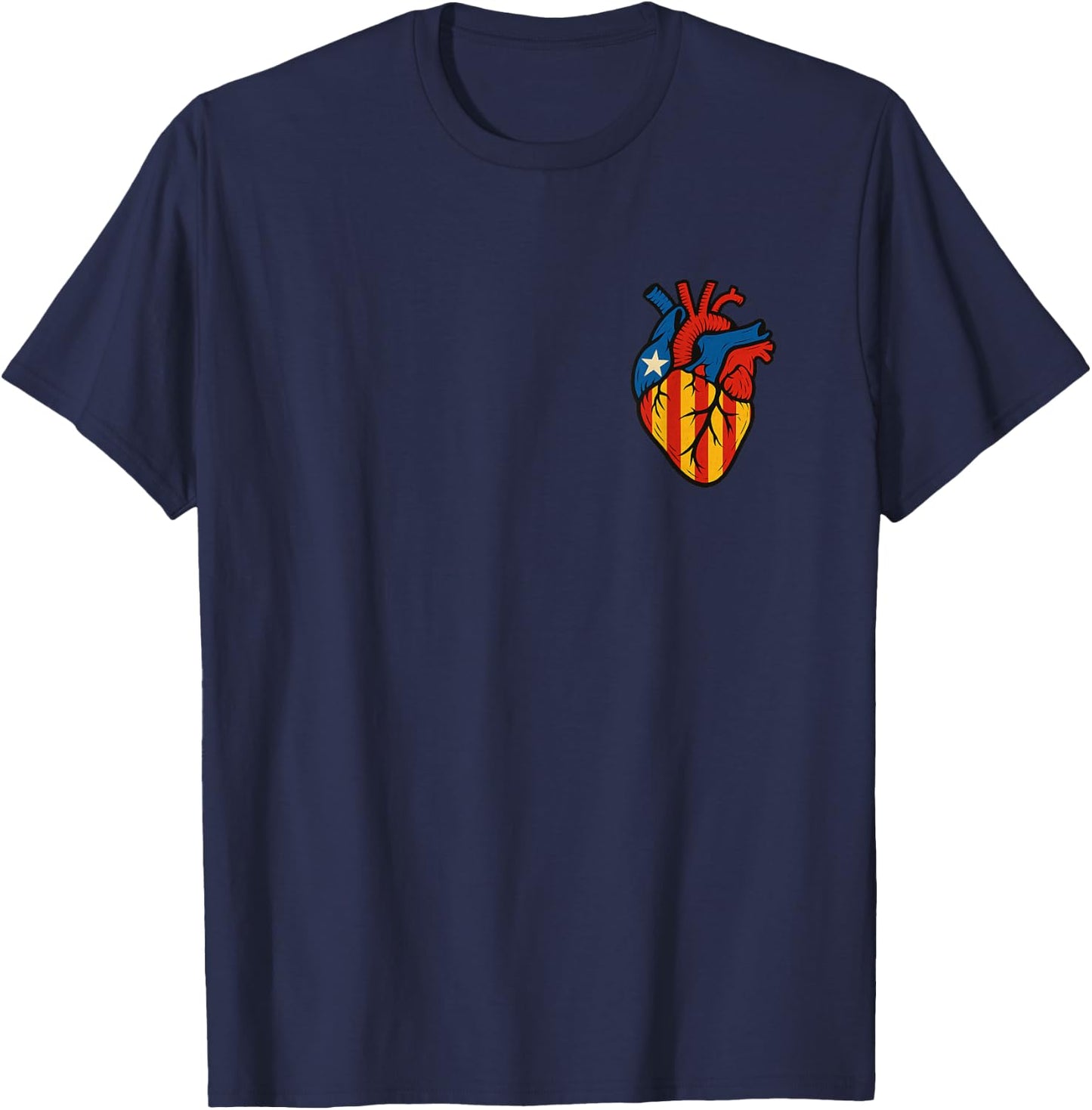 Catalonia Style Heart - Senyera Design Spain T-Shirt - T-Shirt | Navy
