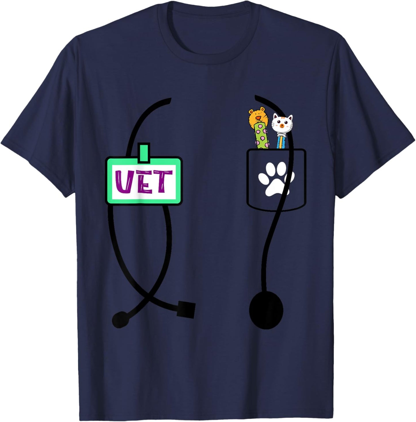 Veterinarian Costume Boys Girls Kids Animal Doctor Vet T-Shirt - T-Shirt | Navy