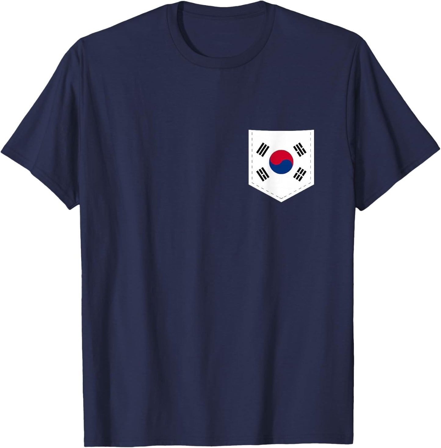 South Korea Flag with Printed South Korean Flag Pocket T-Shirt - T-Shirt | Navy