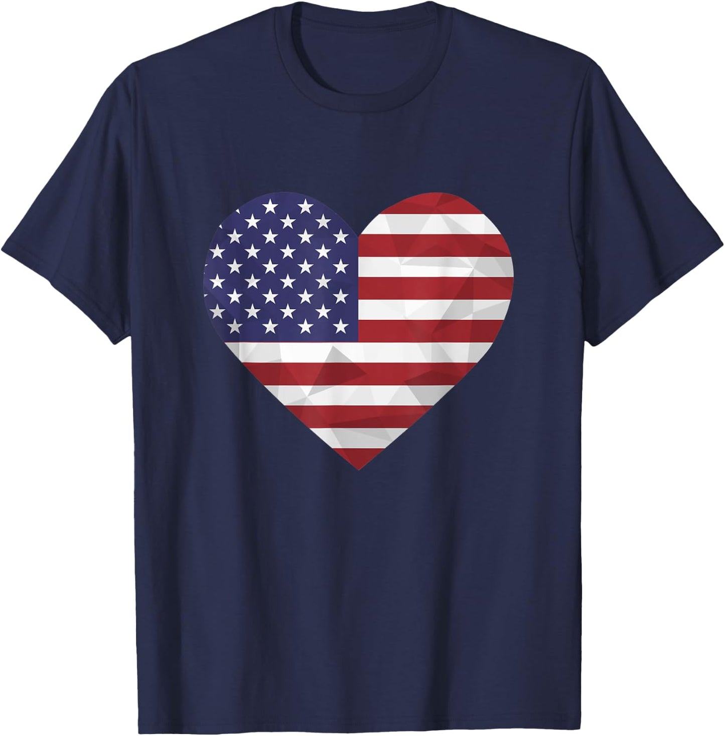 I Love United States of America Flag Heart Low Poly American T-Shirt - T-Shirt | Navy