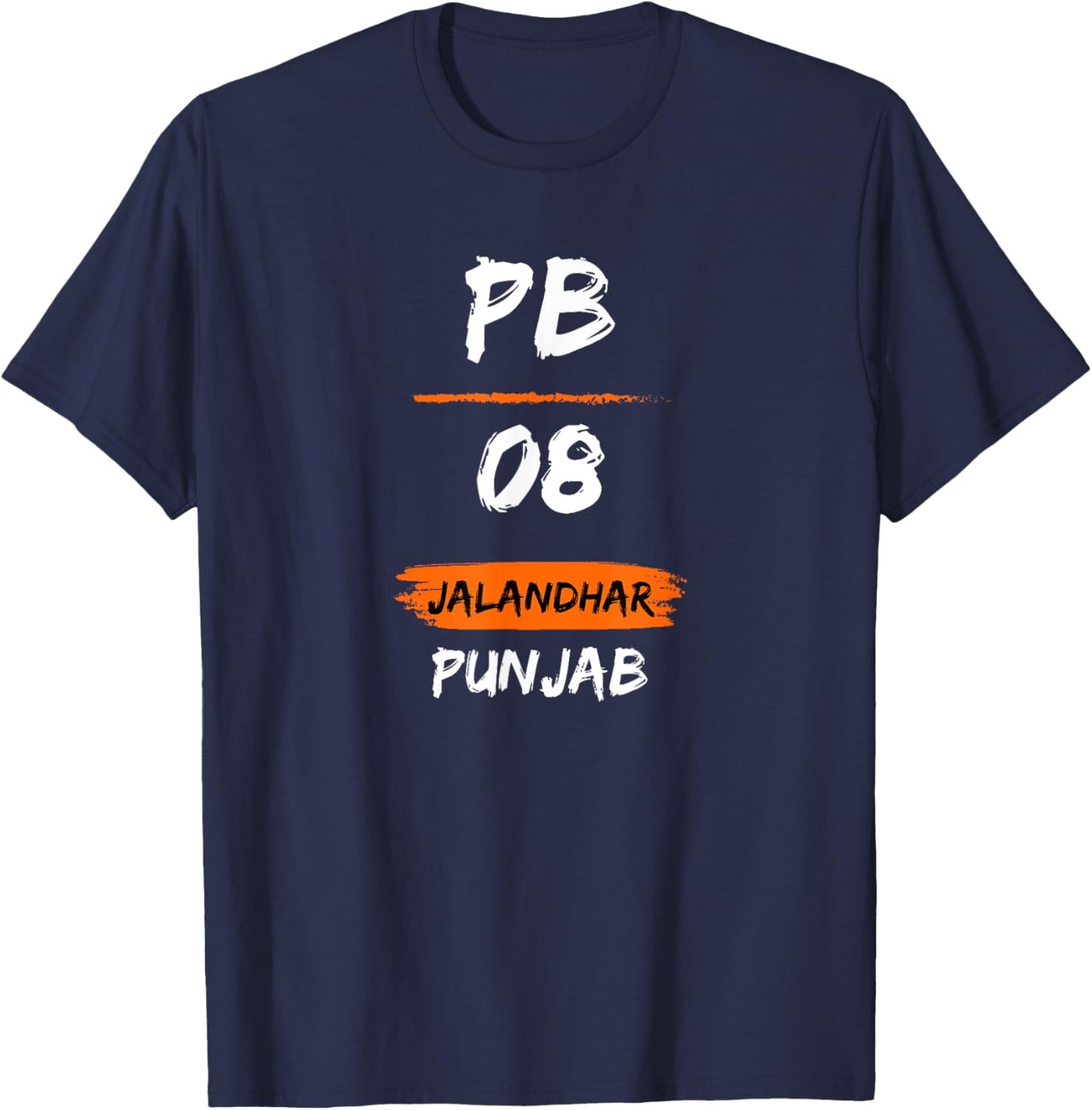 Jalandhar PB08 Car Number Funny Punjab Graphic Punjabi T-Shirt - T-Shirt | Navy