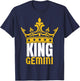 King Gemini Birthday Horoscope Shirt Zodiac Sign Astrology T-Shirt - T-Shirt | Navy
