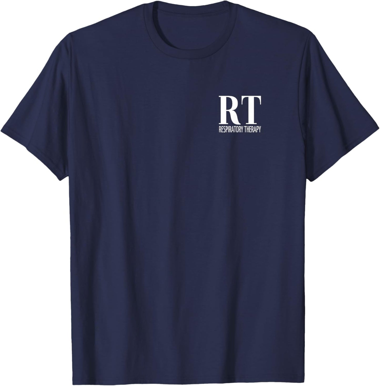Medical Professional Designs and Gifts Respiratory Therapist RT Adults Black Modern Classic Fit Short Sleeve with Lungs and RT Initials T-Shirt - T-Shirt | Navy