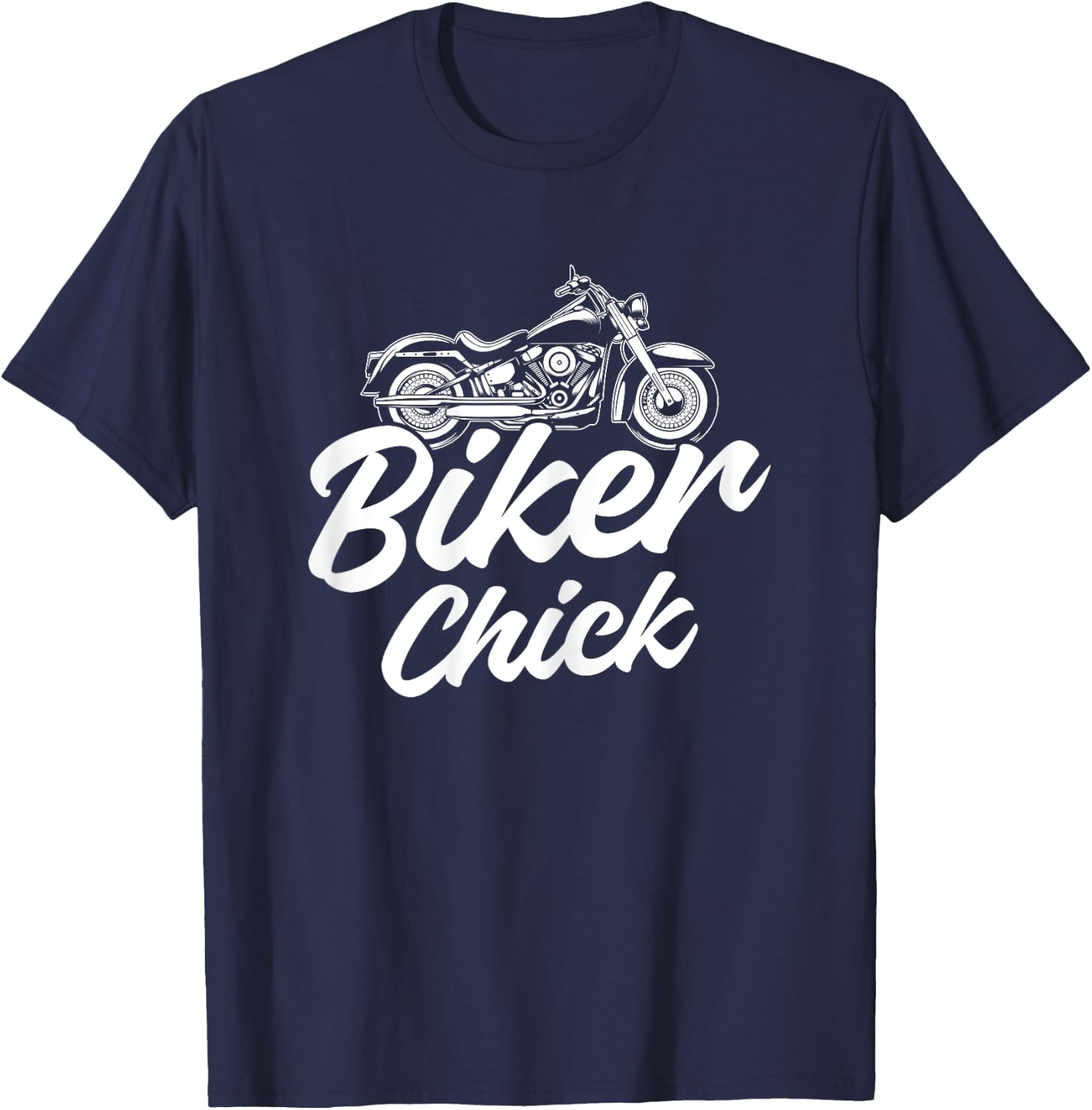 Motorcycle Funny Girls Chopper Race Biker Chick T-Shirt - T-Shirt | Navy