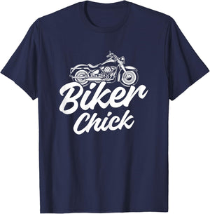 Motorcycle Funny Girls Chopper Race Biker Chick T-Shirt - T-Shirt | Navy