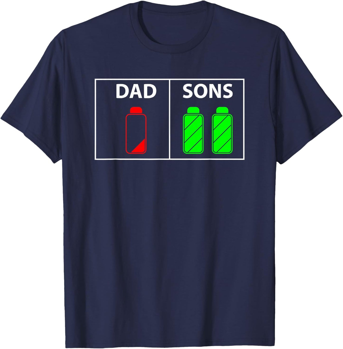 Low Battery Dad of Two Sons or Twin Boys T-Shirt - T-Shirt | Navy