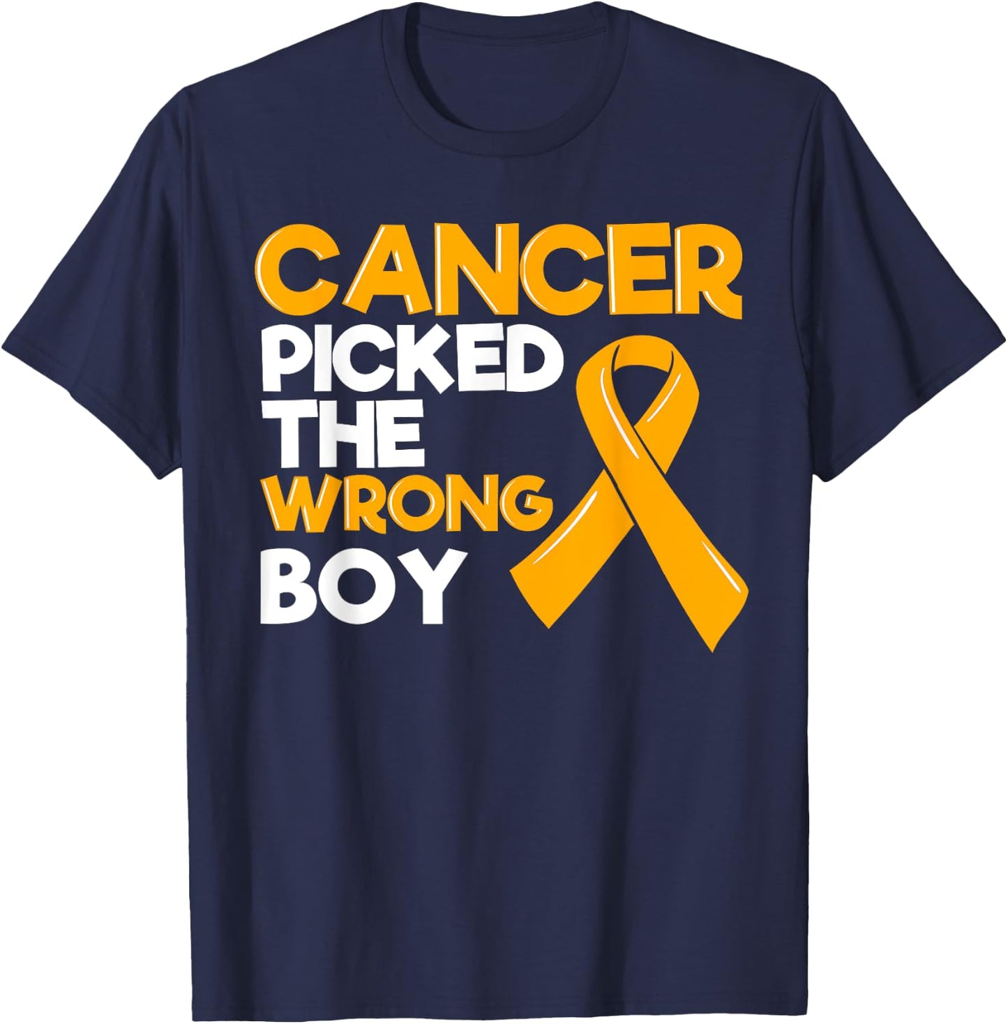 Childhood Cancer Boy Ribbon Tumor Pediatrician Child Gift T-Shirt - T-Shirt | Navy