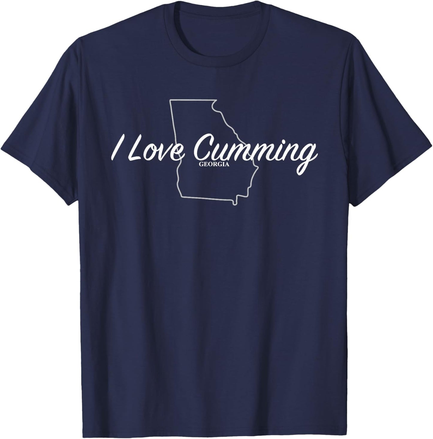 Funny Hometowns I Love Cumming Ga - Black, Small, -Adults, Short Sleeve, Classic Fit, Cotton Blend T-Shirt - T-Shirt | Navy