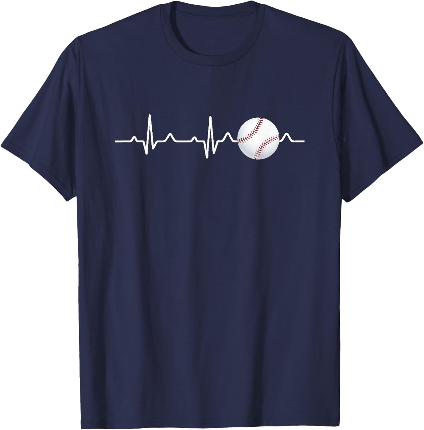 Baseball Player Coach or Team Heartbeat T-Shirt - T-Shirt | Navy