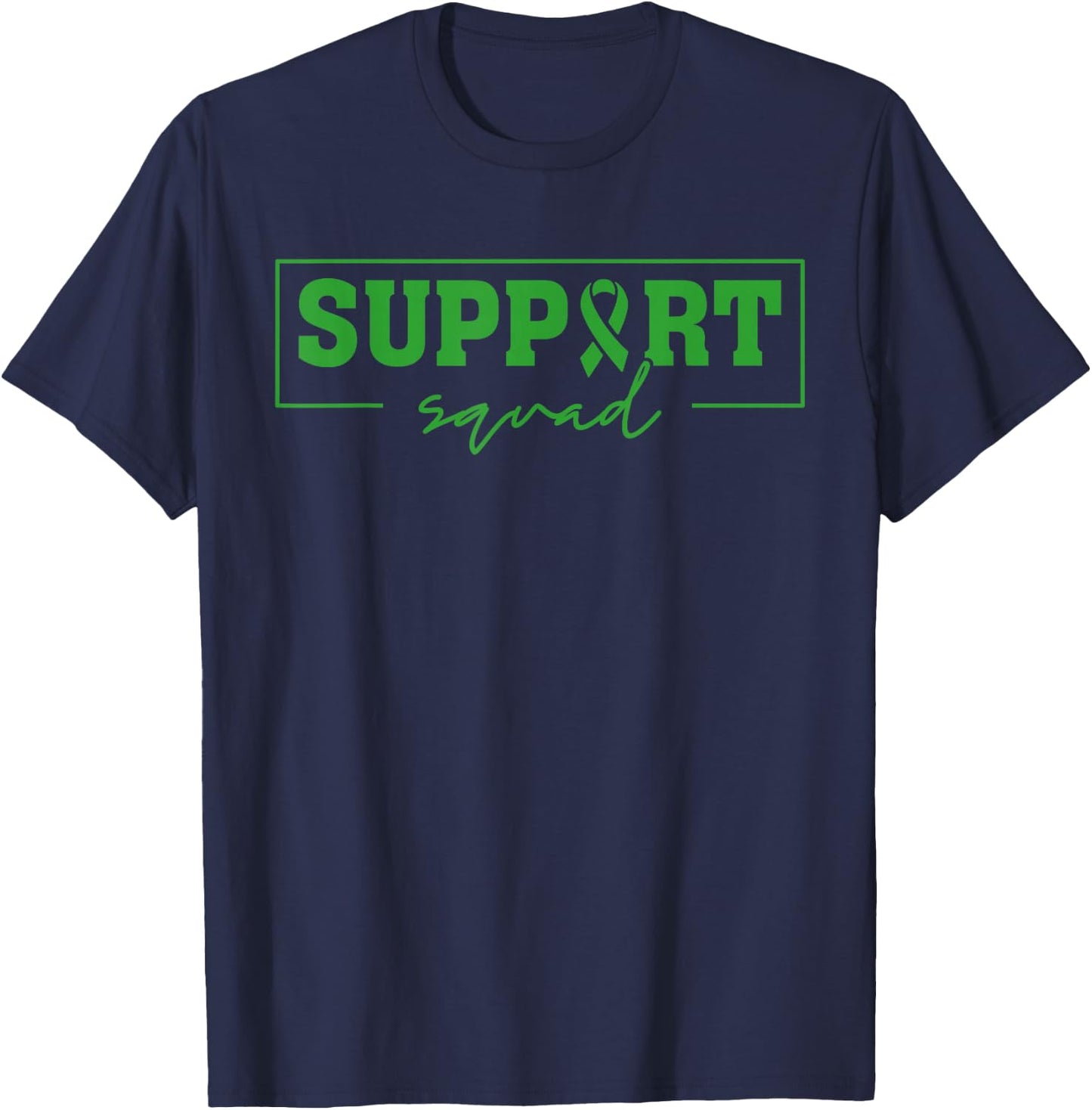 Support Squad Liver Cancer Awareness Green Ribbon T-Shirt - T-Shirt | Navy