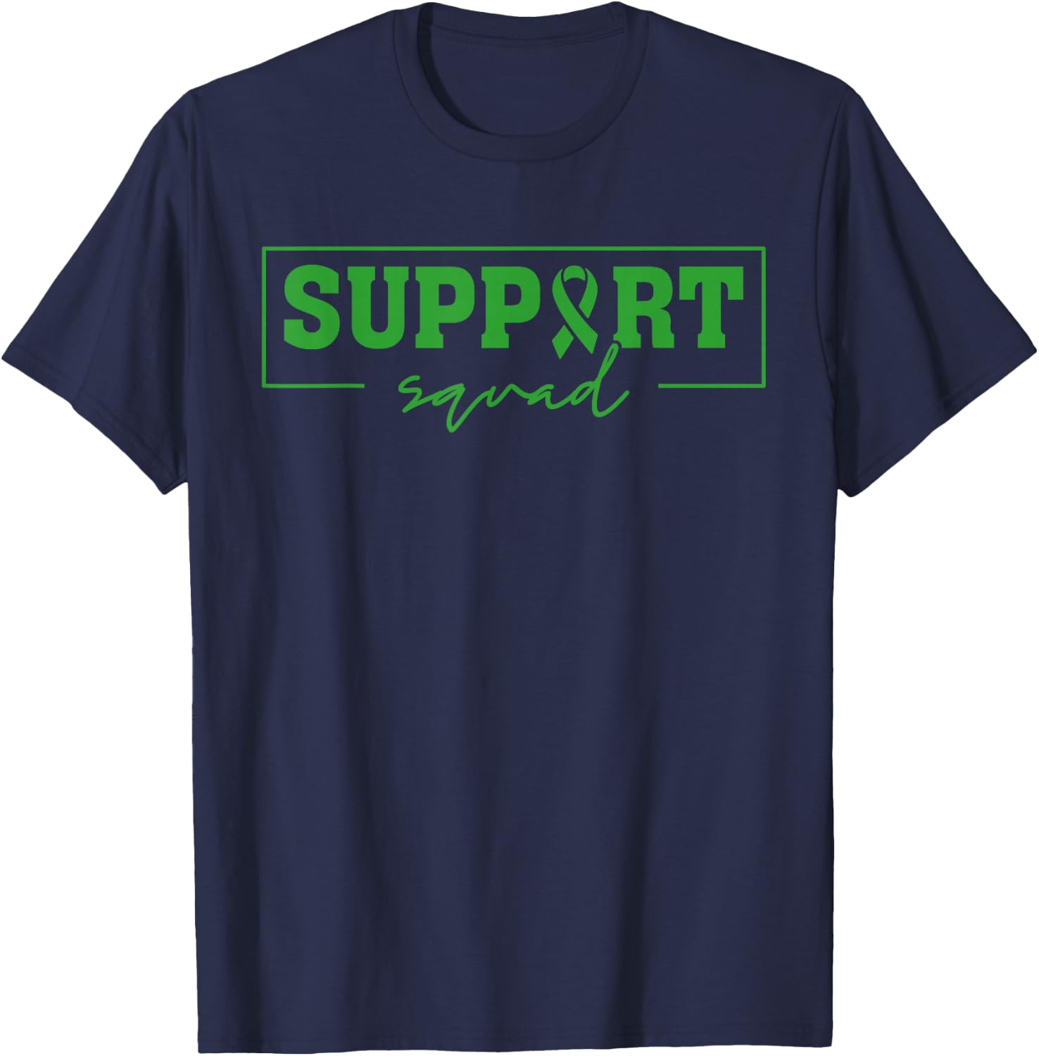 Support Squad Liver Cancer Awareness Green Ribbon T-Shirt - T-Shirt | Navy
