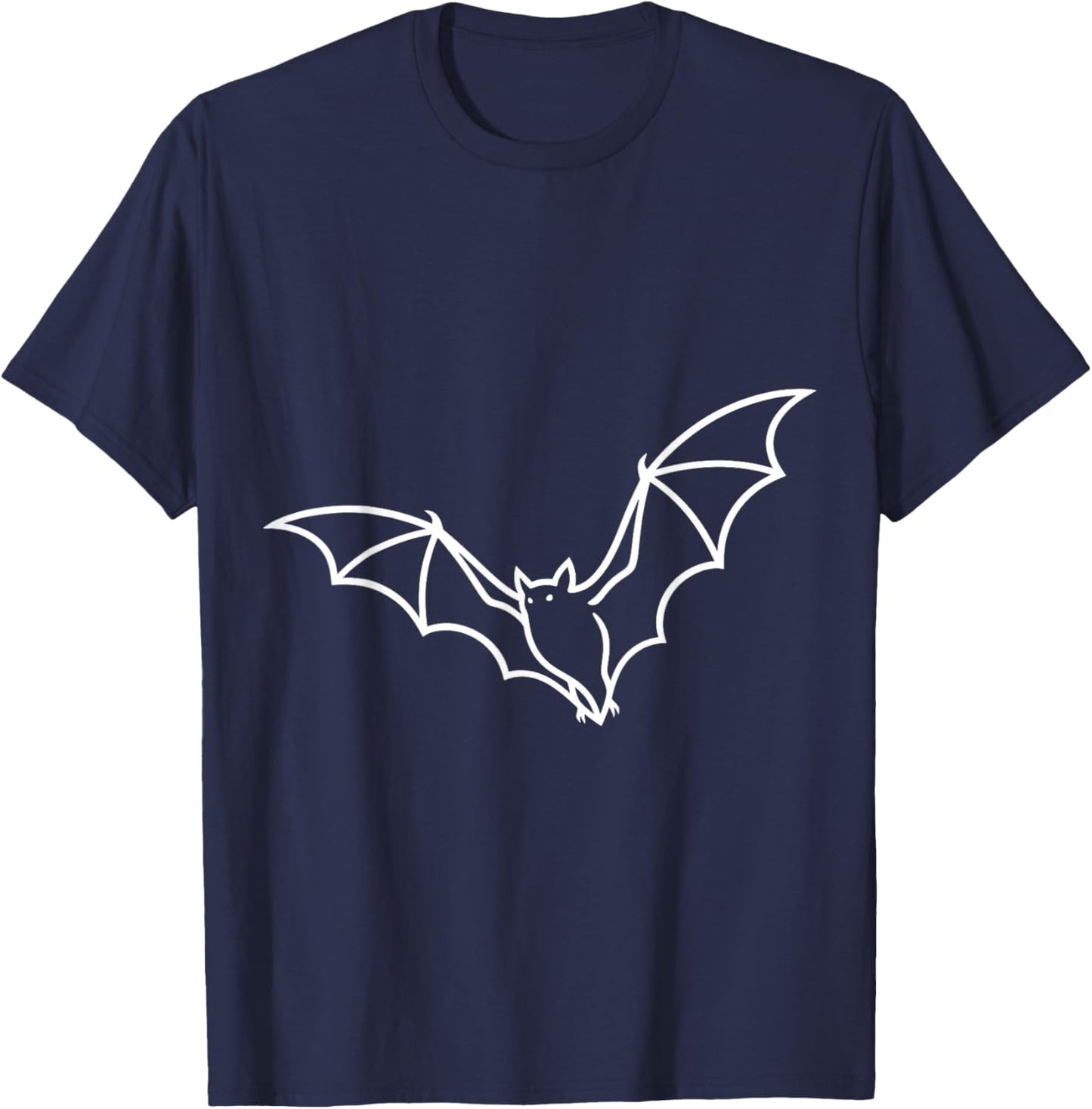 Flying Bat Minimalist Line Art Halloween Gothic Vampire T-Shirt - T-Shirt | Navy