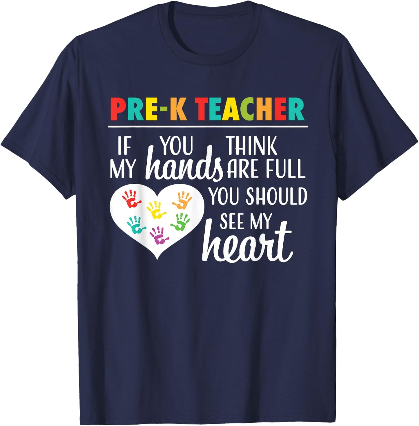 Pre K Teacher Cute Heart Appreciation T-Shirt - T-Shirt | Navy