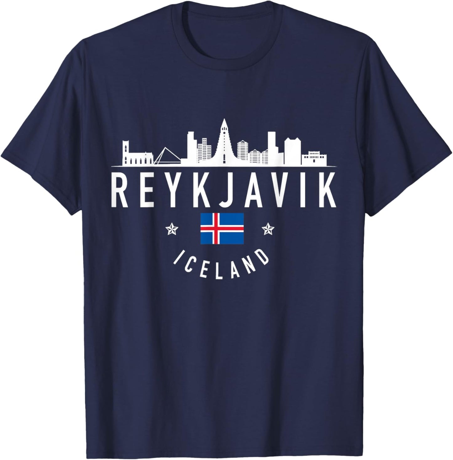 Reykjavik Iceland Skyline Flag Pride Souvenir T-Shirt - T-Shirt | Navy