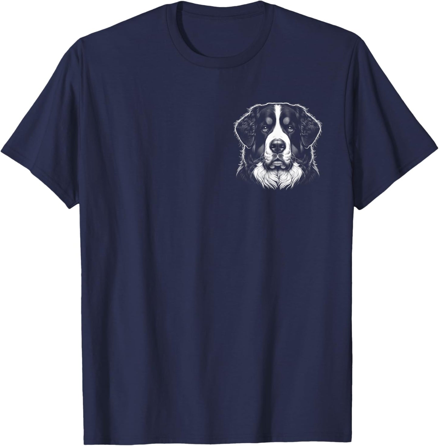 Proud Bernese Mountain Dog Head Portrait on Chest T-Shirt - T-Shirt | Navy