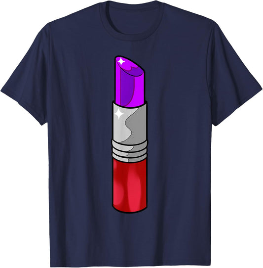 Vintage 70s Retro Purple Lipstick T-Shirt - T-Shirt | Navy