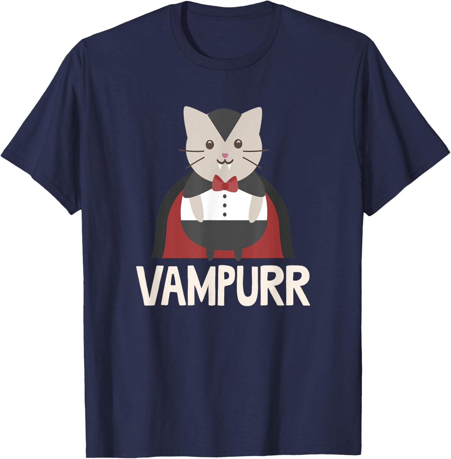 Vampurr Funny Vampire Cat Halloween Gift T-Shirt - T-Shirt | Navy