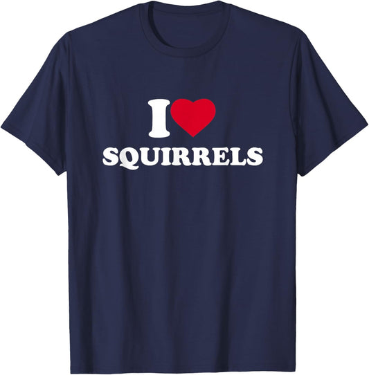 I Love Squirrels Heart Animal Lover T-Shirt - T-Shirt | Navy