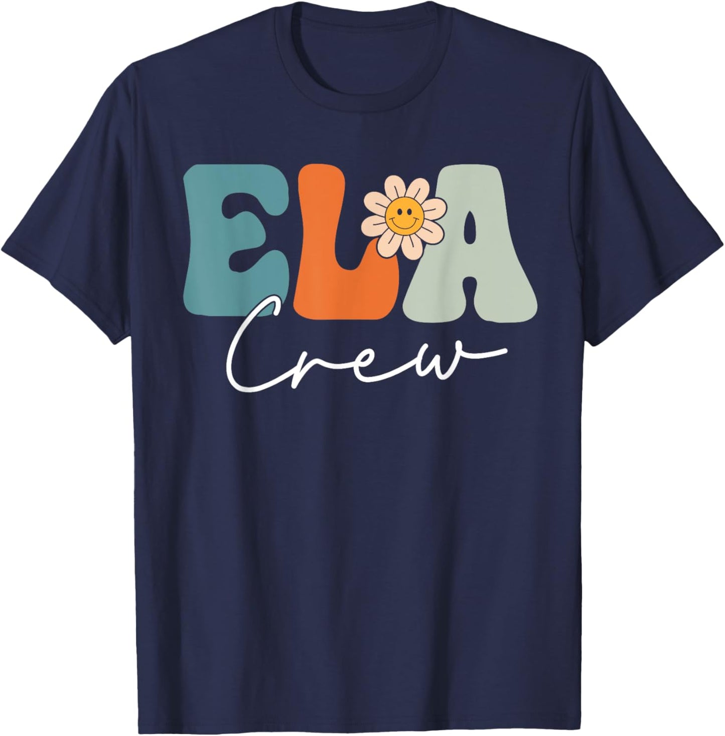 ELA Crew Team Retro Groovy Vintage First Day Of School T-Shirt - T-Shirt | Navy