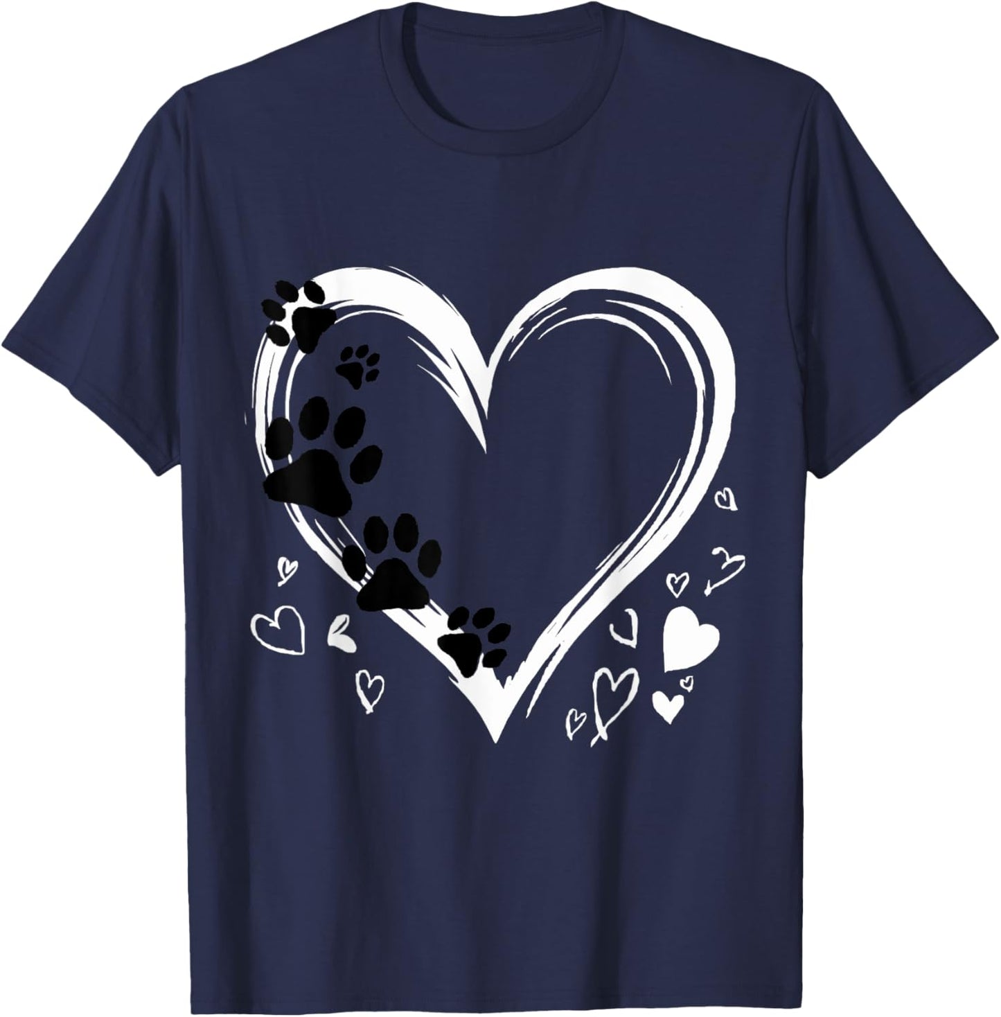 Heart Dog Lover Design - Walking the Dog T-Shirt - T-Shirt | Navy