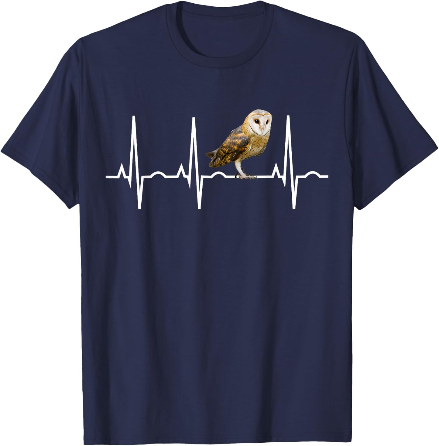 Barn Owl Shirt - Bird of Prey Heartbeat for Birders T-Shirt - T-Shirt | Navy