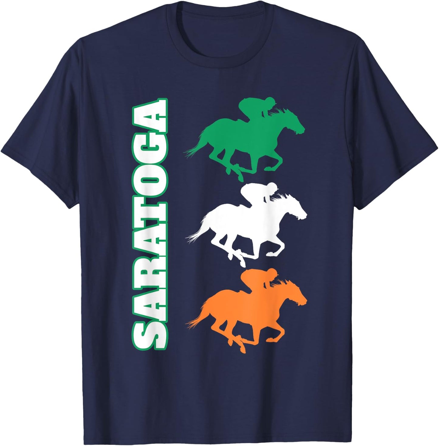 Saratoga Springs Upstate New York Horse Racing T-Shirt - T-Shirt | Navy