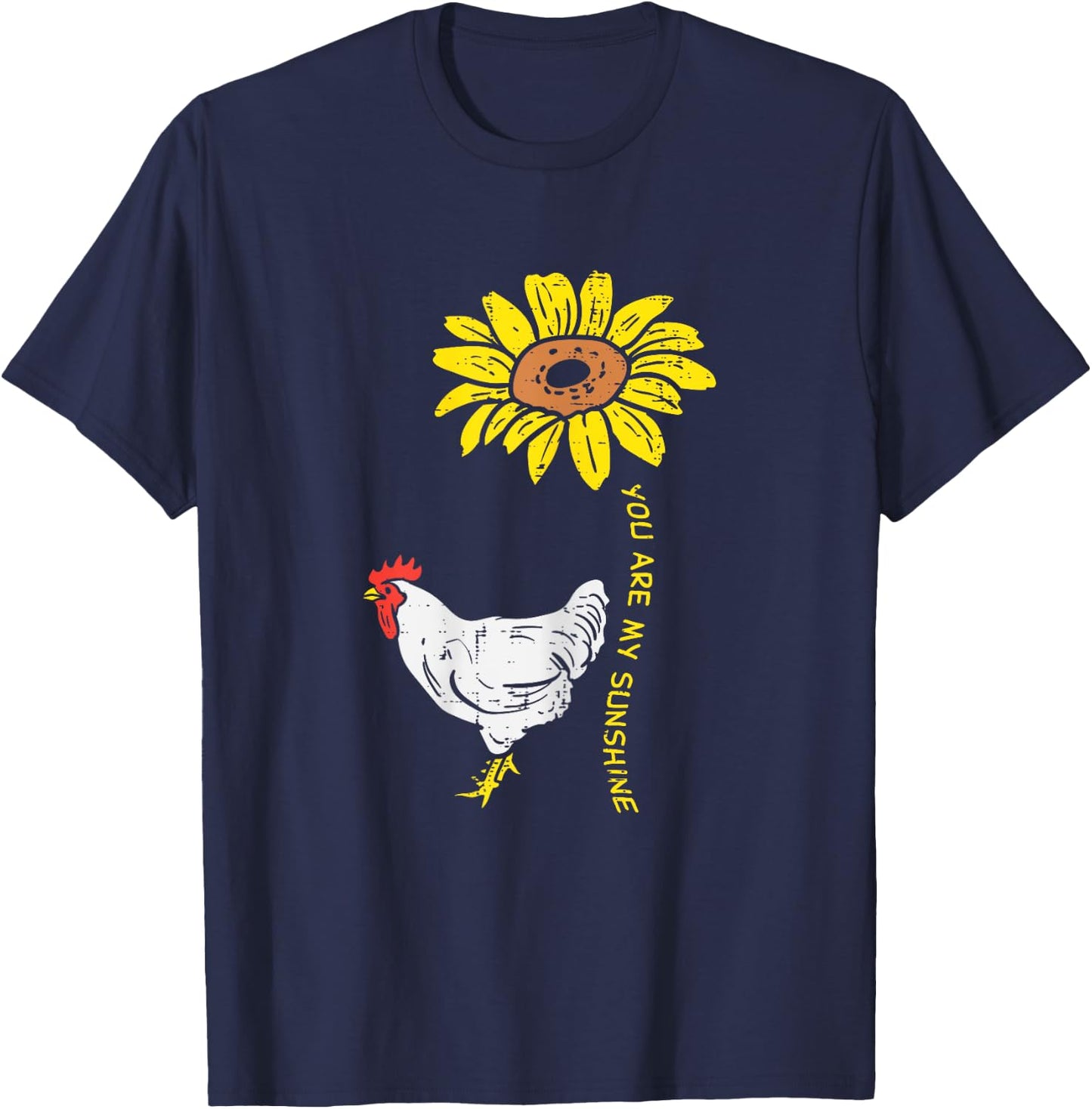 Sunshine Sunflower Chicken Farm Animal Farming Farmer Gift T-Shirt - T-Shirt | Navy