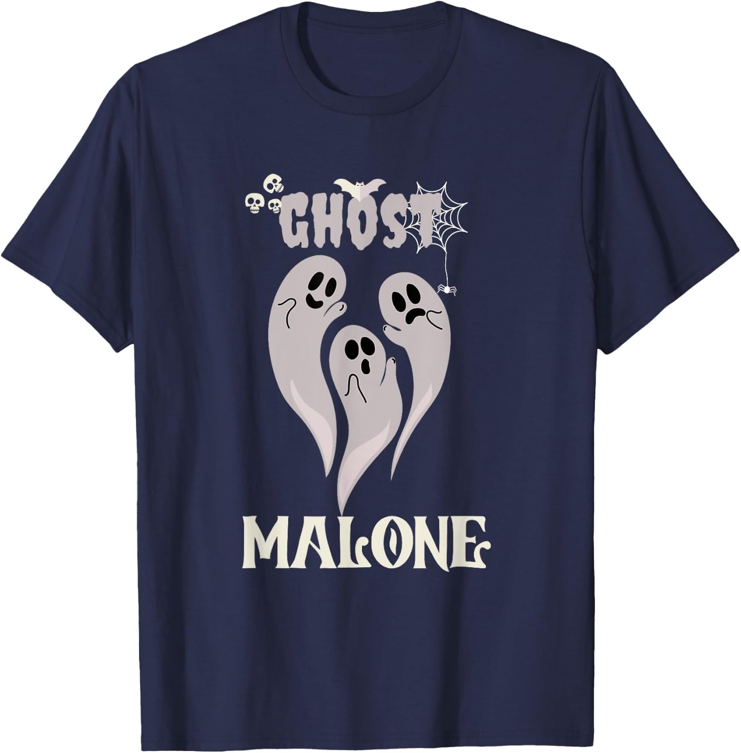 Funny Halloween Spooky Season Fall Season Cute Ghost Malone T-Shirt - T-Shirt | Navy