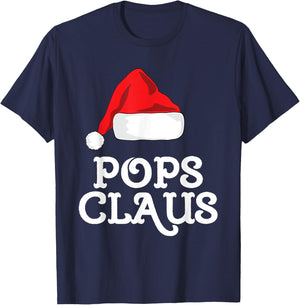 Pops Claus Christmas Santa's Hat Pajama Family Xmas T-Shirt - T-Shirt | Navy