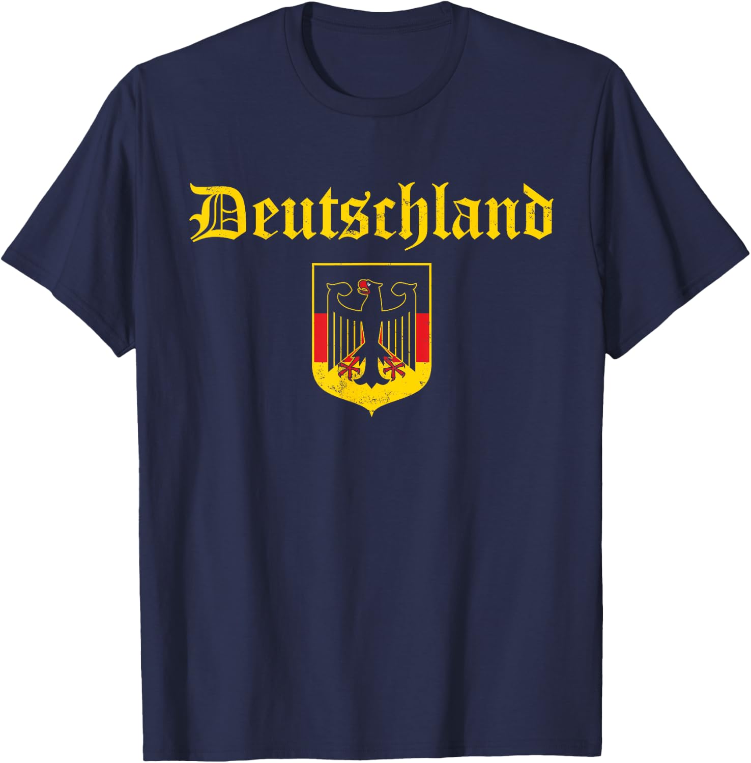 Deutschland Germany Flag Coat Of Arms Eagle Banner Vintage T-Shirt - T-Shirt | Navy