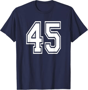 Number 45 45th Birthday Gift Player Team Numbered Jersey T-Shirt - T-Shirt | Navy